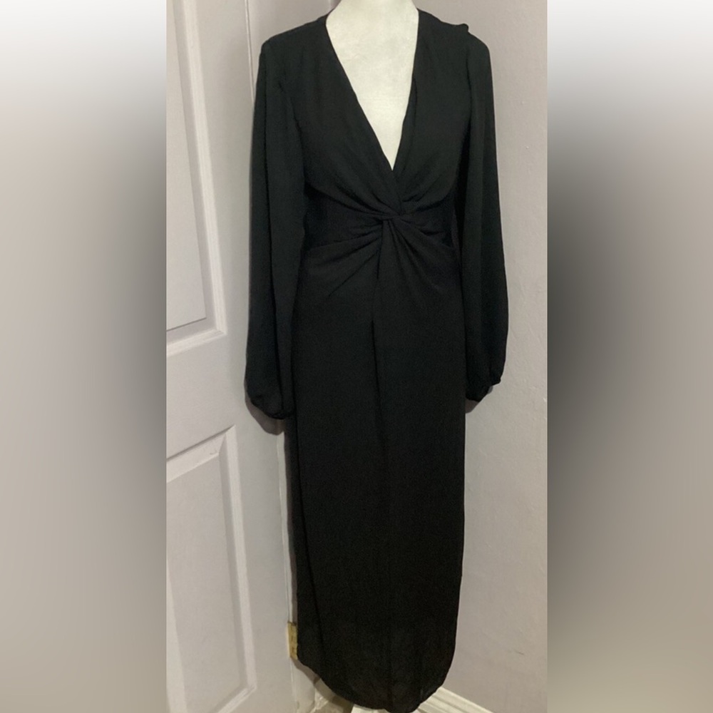 NWT Krisa Designer Black Midi Dress, Size M